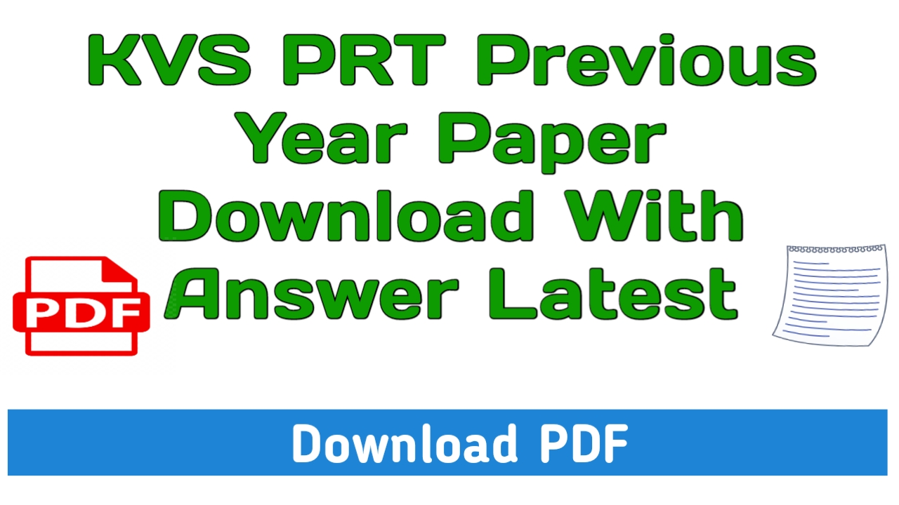 KVS PRT Previous Year Paper Download