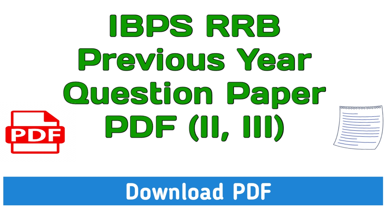 IBPS RRB Previous Year Question Paper PDF