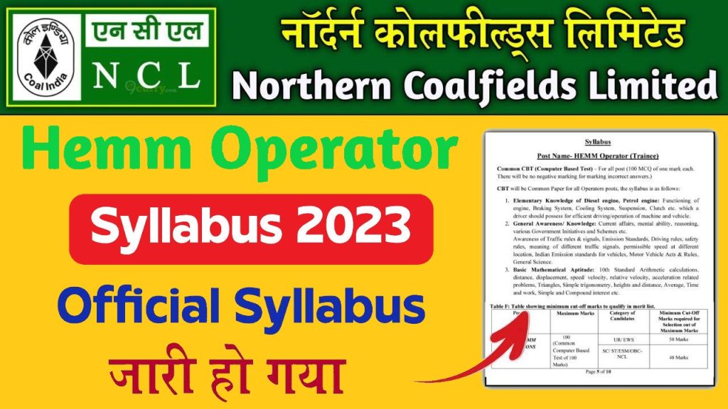 NCL HEMM Operator Syllabus 2023