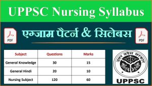 UPPSC Staff Nurse Syllabus 2023 PDF Download